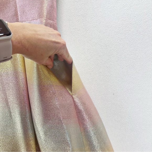 Betsey Johnson Metallic Gown Size 8 Rainbow Sweetheart-Neck Strapless Prom Dress - Picture 11 of 15